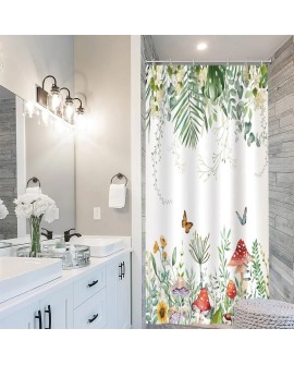 Rideau Douche Eucalyptus, Uiiooazy Rideau de Douche Feuilles Vert Plante Motif Rideau de Baignoire Anti Moisissure Imperméable