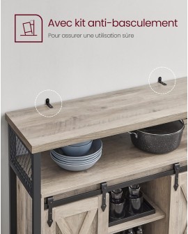 VASAGLE Buffet Cuisine, Meuble de Rangement, Commode, avec 2 Portes Coulissantes, 33 x 100 x 80 cm, Étagères Réglables, pour