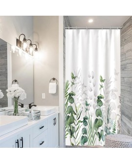 Rideau Douche Eucalyptus, Uiiooazy Rideau de Douche Feuilles Vert Plante Motif Rideau de Baignoire Anti Moisissure Imperméable