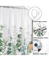 Rideau Douche Eucalyptus, Uiiooazy Rideau de Douche Feuilles Vert Plante Motif Rideau de Baignoire Anti Moisissure Imperméable