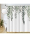 Rideau Douche Eucalyptus, Uiiooazy Rideau de Douche Feuilles Vert Plante Motif Rideau de Baignoire Anti Moisissure Imperméable