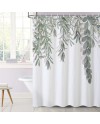 Rideau Douche Eucalyptus, Uiiooazy Rideau de Douche Feuilles Vert Plante Motif Rideau de Baignoire Anti Moisissure Imperméable