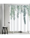 Rideau Douche Eucalyptus, Uiiooazy Rideau de Douche Feuilles Vert Plante Motif Rideau de Baignoire Anti Moisissure Imperméable