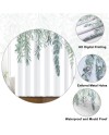 Rideau Douche Eucalyptus, Uiiooazy Rideau de Douche Feuilles Vert Plante Motif Rideau de Baignoire Anti Moisissure Imperméable