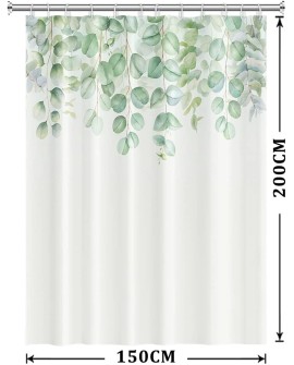 Rideau Douche Eucalyptus, Uiiooazy Rideau de Douche Feuilles Vert Plante Motif Rideau de Baignoire Anti Moisissure Imperméable