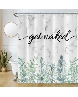 Rideau Douche Eucalyptus, Uiiooazy Rideau de Douche Feuilles Vert Plante Motif Rideau de Baignoire Anti Moisissure Imperméable