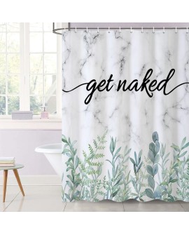 Rideau Douche Eucalyptus, Uiiooazy Rideau de Douche Feuilles Vert Plante Motif Rideau de Baignoire Anti Moisissure Imperméable