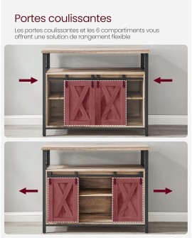 VASAGLE Buffet Cuisine, Meuble de Rangement, Commode, avec 2 Portes Coulissantes, 33 x 100 x 80 cm, Étagères Réglables, pour