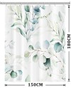 Rideau Douche Eucalyptus, Uiiooazy Rideau de Douche Feuilles Vert Plante Motif Rideau de Baignoire Anti Moisissure Imperméable