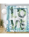 Rideau Douche Eucalyptus, Uiiooazy Rideau de Douche Feuilles Vert Plante Motif Rideau de Baignoire Anti Moisissure Imperméable