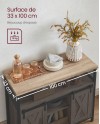 VASAGLE Buffet Cuisine, Meuble de Rangement, Commode, avec 2 Portes Coulissantes, 33 x 100 x 80 cm, Étagères Réglables, pour