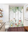 Rideau Douche Eucalyptus, Uiiooazy Rideau de Douche Feuilles Vert Plante Motif Rideau de Baignoire Anti Moisissure Imperméable