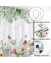 Rideau Douche Eucalyptus, Uiiooazy Rideau de Douche Feuilles Vert Plante Motif Rideau de Baignoire Anti Moisissure Imperméable