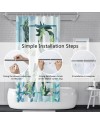 Rideau Douche Eucalyptus, Uiiooazy Rideau de Douche Feuilles Vert Plante Motif Rideau de Baignoire Anti Moisissure Imperméable