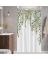 Rideau Douche Eucalyptus, Uiiooazy Rideau de Douche Feuilles Vert Plante Motif Rideau de Baignoire Anti Moisissure Imperméable