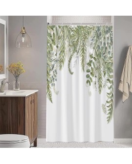 Rideau Douche Eucalyptus, Uiiooazy Rideau de Douche Feuilles Vert Plante Motif Rideau de Baignoire Anti Moisissure Imperméable