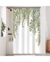 Rideau Douche Eucalyptus, Uiiooazy Rideau de Douche Feuilles Vert Plante Motif Rideau de Baignoire Anti Moisissure Imperméable