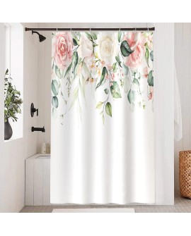 Rideau Douche Eucalyptus, Uiiooazy Rideau de Douche Feuilles Vert Plante Motif Rideau de Baignoire Anti Moisissure Imperméable