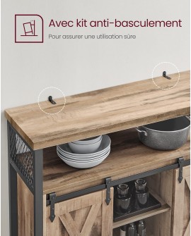 VASAGLE Buffet Cuisine, Meuble de Rangement, Commode, avec 2 Portes Coulissantes, 33 x 100 x 80 cm, Étagères Réglables, pour