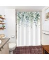 Rideau Douche Eucalyptus, Uiiooazy Rideau de Douche Feuilles Vert Plante Motif Rideau de Baignoire Anti Moisissure Imperméable