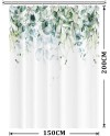 Rideau Douche Eucalyptus, Uiiooazy Rideau de Douche Feuilles Vert Plante Motif Rideau de Baignoire Anti Moisissure Imperméable