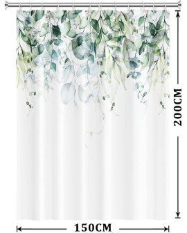 Rideau Douche Eucalyptus, Uiiooazy Rideau de Douche Feuilles Vert Plante Motif Rideau de Baignoire Anti Moisissure Imperméable