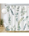 Rideau Douche Eucalyptus, Uiiooazy Rideau de Douche Feuilles Vert Plante Motif Rideau de Baignoire Anti Moisissure Imperméable