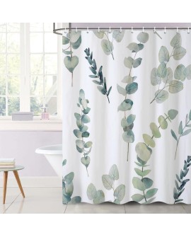 Rideau Douche Eucalyptus, Uiiooazy Rideau de Douche Feuilles Vert Plante Motif Rideau de Baignoire Anti Moisissure Imperméable