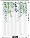 Rideau Douche Eucalyptus, Uiiooazy Rideau de Douche Feuilles Vert Plante Motif Rideau de Baignoire Anti Moisissure Imperméable