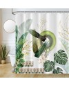 Rideau Douche Eucalyptus, Uiiooazy Rideau de Douche Feuilles Vert Plante Motif Rideau de Baignoire Anti Moisissure Imperméable