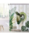 Rideau Douche Eucalyptus, Uiiooazy Rideau de Douche Feuilles Vert Plante Motif Rideau de Baignoire Anti Moisissure Imperméable