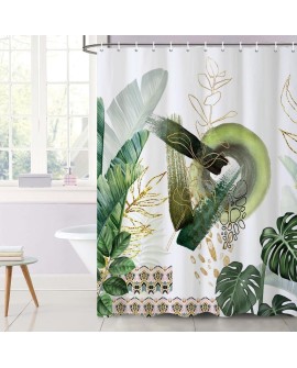 Rideau Douche Eucalyptus, Uiiooazy Rideau de Douche Feuilles Vert Plante Motif Rideau de Baignoire Anti Moisissure Imperméable