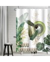 Rideau Douche Eucalyptus, Uiiooazy Rideau de Douche Feuilles Vert Plante Motif Rideau de Baignoire Anti Moisissure Imperméable