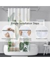 Rideau Douche Eucalyptus, Uiiooazy Rideau de Douche Feuilles Vert Plante Motif Rideau de Baignoire Anti Moisissure Imperméable