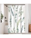 Rideau Douche Eucalyptus, Uiiooazy Rideau de Douche Feuilles Vert Plante Motif Rideau de Baignoire Anti Moisissure Imperméable