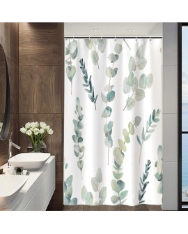 Rideau Douche Eucalyptus, Uiiooazy Rideau de Douche Feuilles Vert Plante Motif Rideau de Baignoire Anti Moisissure Imperméable