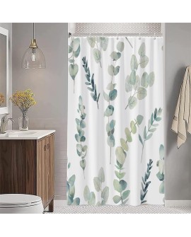 Rideau Douche Eucalyptus, Uiiooazy Rideau de Douche Feuilles Vert Plante Motif Rideau de Baignoire Anti Moisissure Imperméable