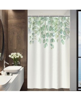 Rideau Douche Eucalyptus, Uiiooazy Rideau de Douche Feuilles Vert Plante Motif Rideau de Baignoire Anti Moisissure Imperméable