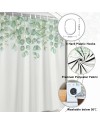 Rideau Douche Eucalyptus, Uiiooazy Rideau de Douche Feuilles Vert Plante Motif Rideau de Baignoire Anti Moisissure Imperméable