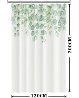 Rideau Douche Eucalyptus, Uiiooazy Rideau de Douche Feuilles Vert Plante Motif Rideau de Baignoire Anti Moisissure Imperméable