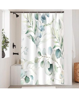 Rideau Douche Eucalyptus, Uiiooazy Rideau de Douche Feuilles Vert Plante Motif Rideau de Baignoire Anti Moisissure Imperméable