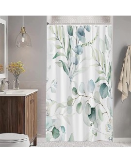 Rideau Douche Eucalyptus, Uiiooazy Rideau de Douche Feuilles Vert Plante Motif Rideau de Baignoire Anti Moisissure Imperméable