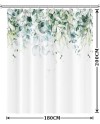 Rideau Douche Eucalyptus, Uiiooazy Rideau de Douche Feuilles Vert Plante Motif Rideau de Baignoire Anti Moisissure Imperméable