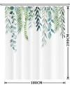 Rideau Douche Eucalyptus, Uiiooazy Rideau de Douche Feuilles Vert Plante Motif Rideau de Baignoire Anti Moisissure Imperméable