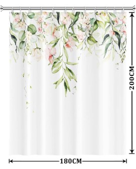 Rideau Douche Eucalyptus, Uiiooazy Rideau de Douche Feuilles Vert Plante Motif Rideau de Baignoire Anti Moisissure Imperméable