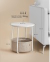 VASAGLE Petite Table Basse Ronde, Table d Appoint avec Panier en Tissu, Rangement, pour Salon, Chambre, Table de Chevet, Style