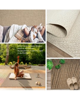 the carpet Kansas - Tapis d'extérieur Robuste au Look Naturel de Jute, résistant aux intempéries, Convient pour la terrasse et