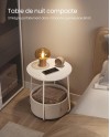 VASAGLE Petite Table Basse Ronde, Table d Appoint avec Panier en Tissu, Rangement, pour Salon, Chambre, Table de Chevet, Style