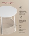 VASAGLE Petite Table Basse Ronde, Table d Appoint avec Panier en Tissu, Rangement, pour Salon, Chambre, Table de Chevet, Style