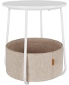 VASAGLE Petite Table Basse Ronde, Table d Appoint avec Panier en Tissu, Rangement, pour Salon, Chambre, Table de Chevet, Style